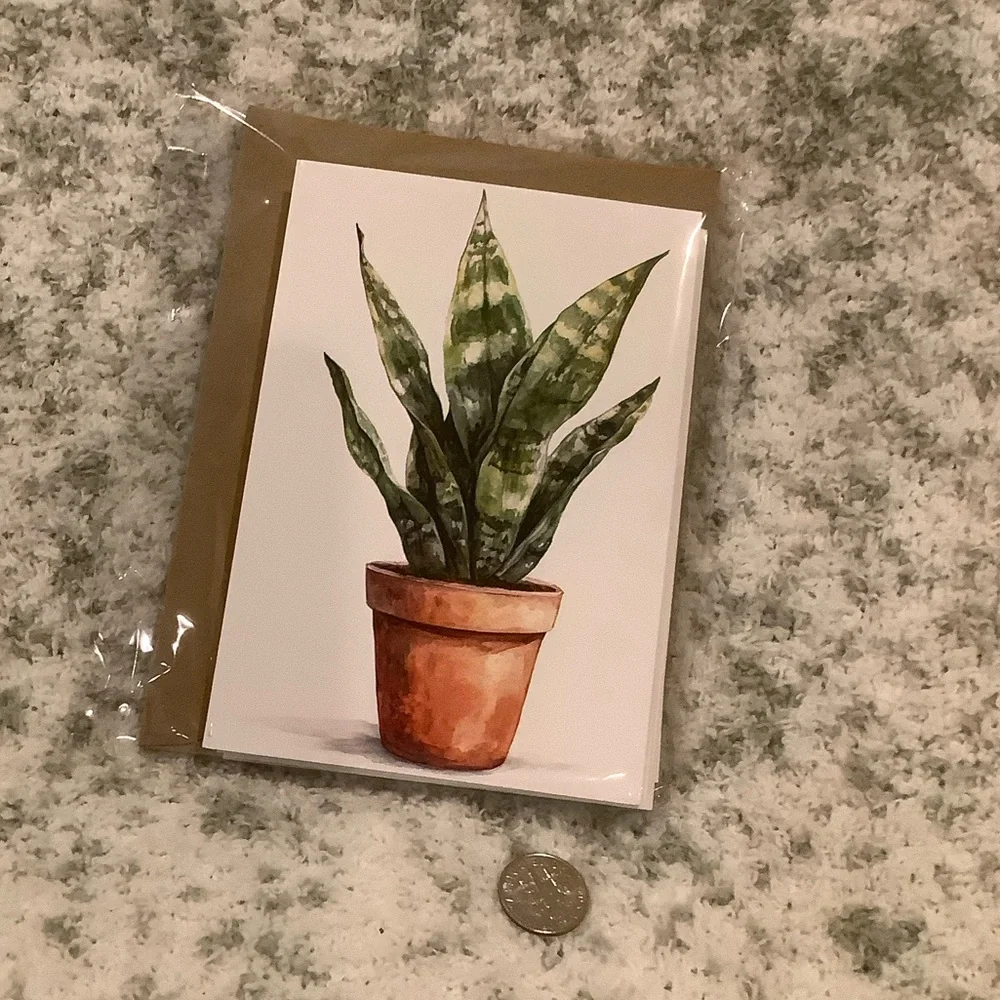 Green Plants Watercolor Variety Note Cards Set of Six NWT 4.25x5.5” - Picture 2 of 13